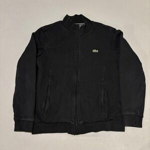 Lacoste Sport Mens Full Zip Sweatshirt Black Fleece Medium Golf Preppy Casual